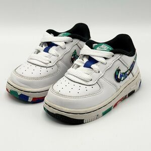 Nike Air Force 1 Low in Crayon White Multi Colors Blue Teal Red Toddler Sneakers